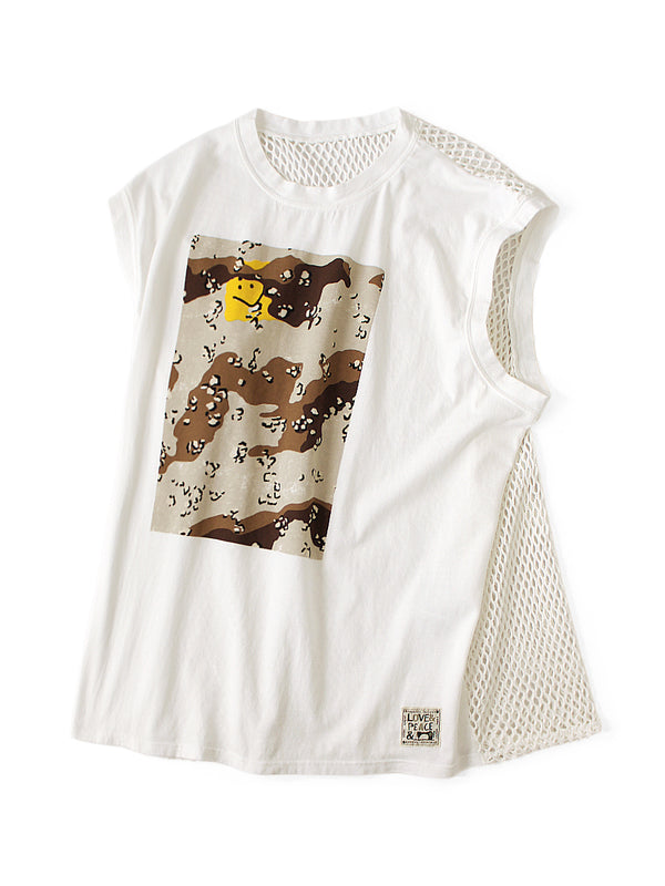Kapital 20/- Jersey Sleeveless Big Tee (PECKISH Chocolate Chip Camo Print)