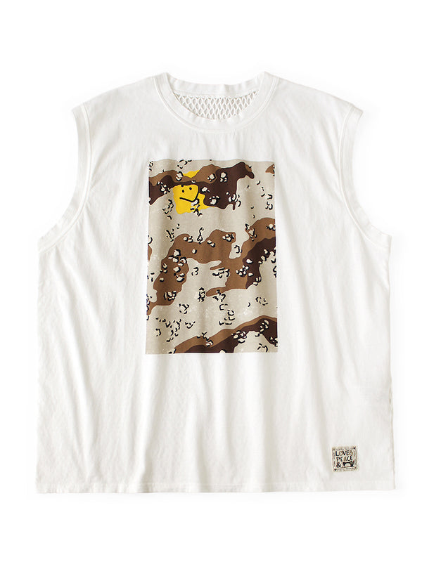 Kapital 20/- Jersey Sleeveless Big Tee (PECKISH Chocolate Chip Camo Print)