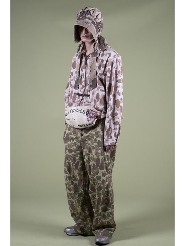 Kapital Cotton Herringbone Chocolate Chip Camo Pattern FARMY HAT