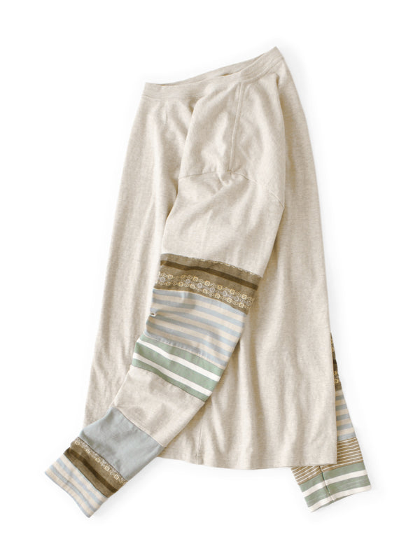 Kapital TOP Jersey Hippie Long-Sleeve T-Shirt (Border Patchwork)