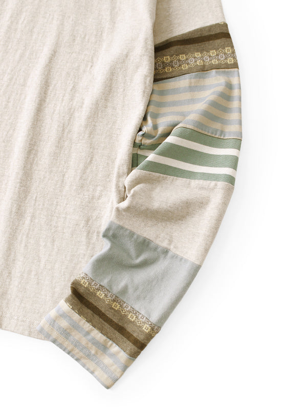 Kapital TOP Jersey Hippie Long-Sleeve T-Shirt (Border Patchwork)