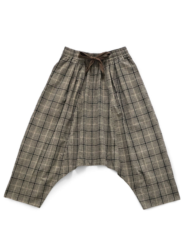 Kapital Cotton Linen Glen Check Sarouel Easy Pants