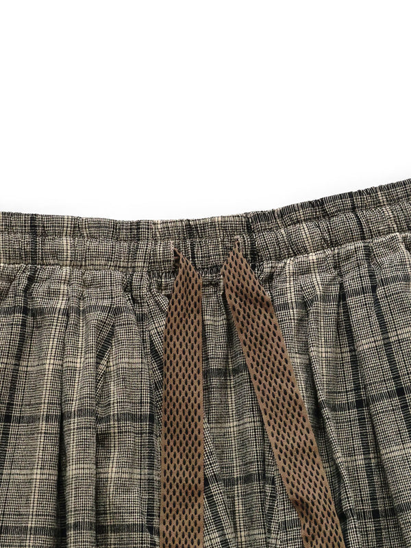 Kapital Cotton Linen Glen Check Sarouel Easy Pants
