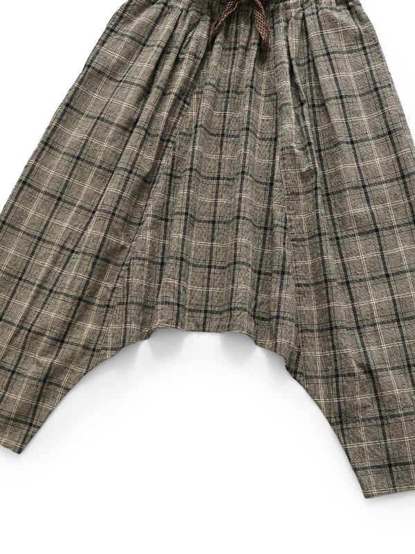 Kapital Cotton Linen Glen Check Sarouel Easy Pants