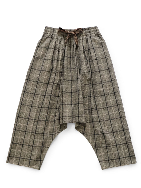 Kapital Cotton Linen Glen Check Sarouel Easy Pants