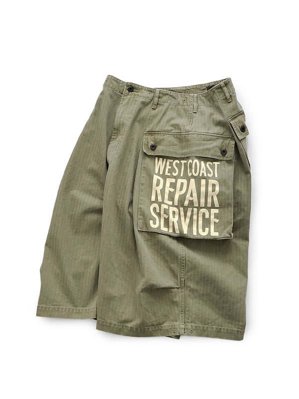 Kapital Herringbone Jumbo Monkey Short Pants (Factory Repair Print; Embroidery)