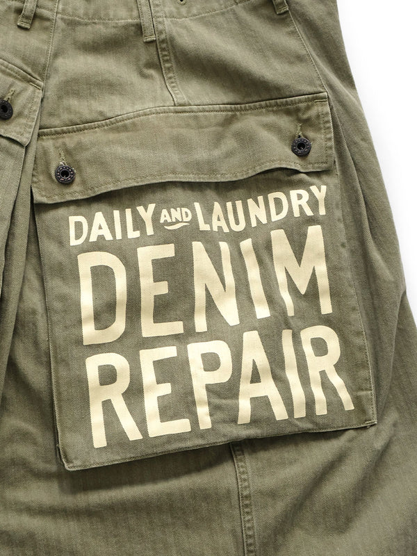 Kapital Herringbone Jumbo Monkey Short Pants (Factory Repair Print; Embroidery)