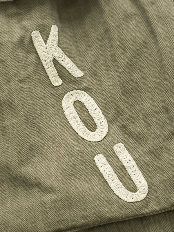 Kapital Herringbone Jumbo Monkey Short Pants (Factory Repair Print; Embroidery)