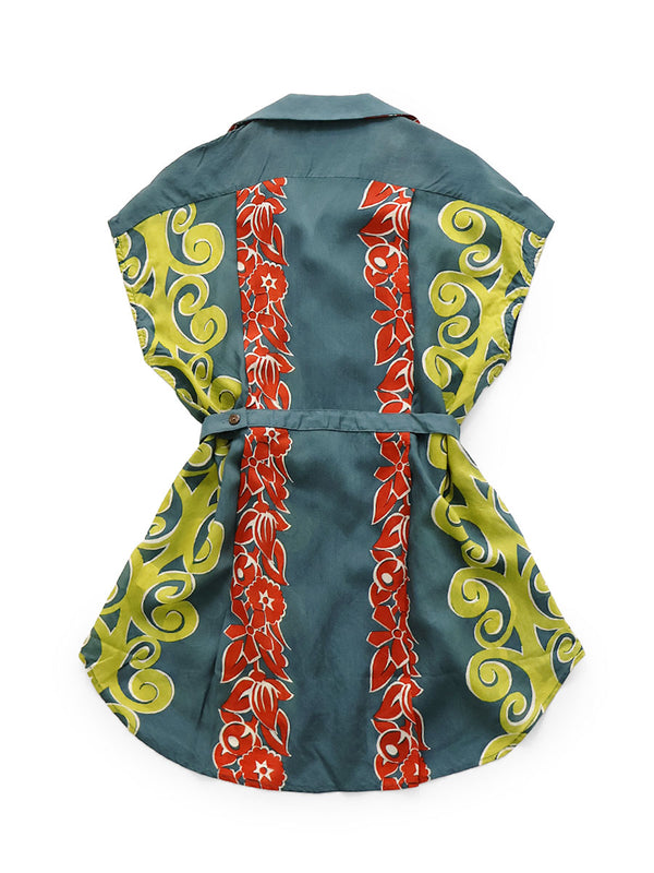 Kapital Silk Rayon Kona Tree Pattern French Sleeve Open Collar Shirt women
