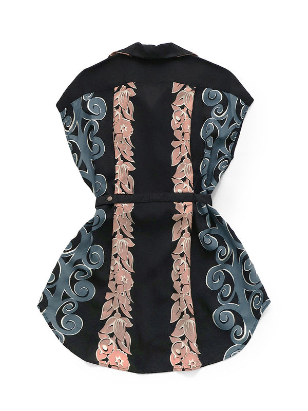 Kapital Silk Rayon Kona Tree Pattern French Sleeve Open Collar Shirt women