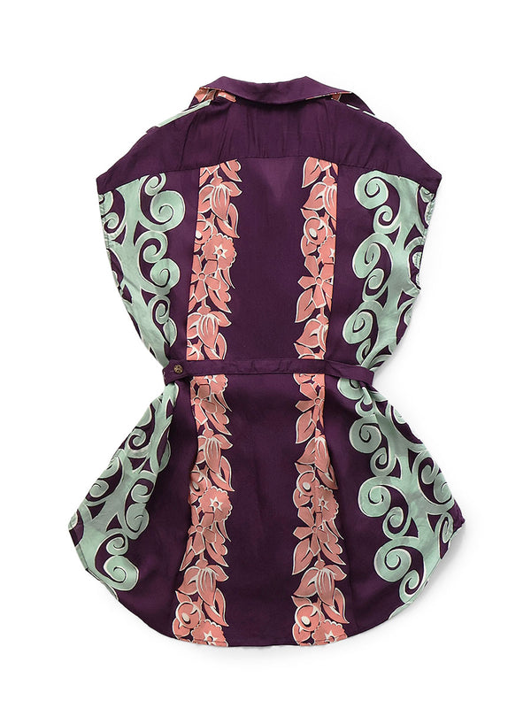 Kapital Silk Rayon Kona Tree Pattern French Sleeve Open Collar Shirt women