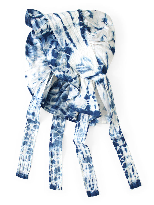 Kapital Linen Tokushima Shibori Dye FARMY Frill Hat