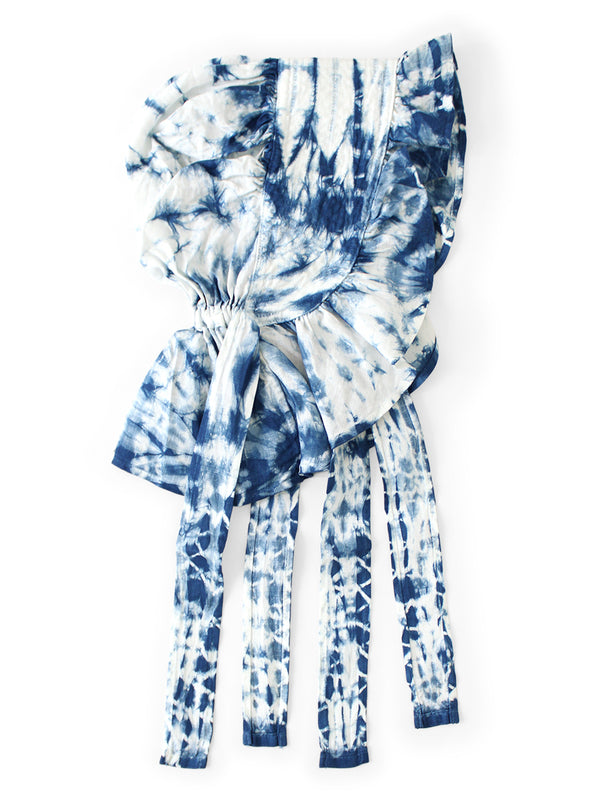 Kapital Linen Tokushima Shibori Dye FARMY Frill Hat