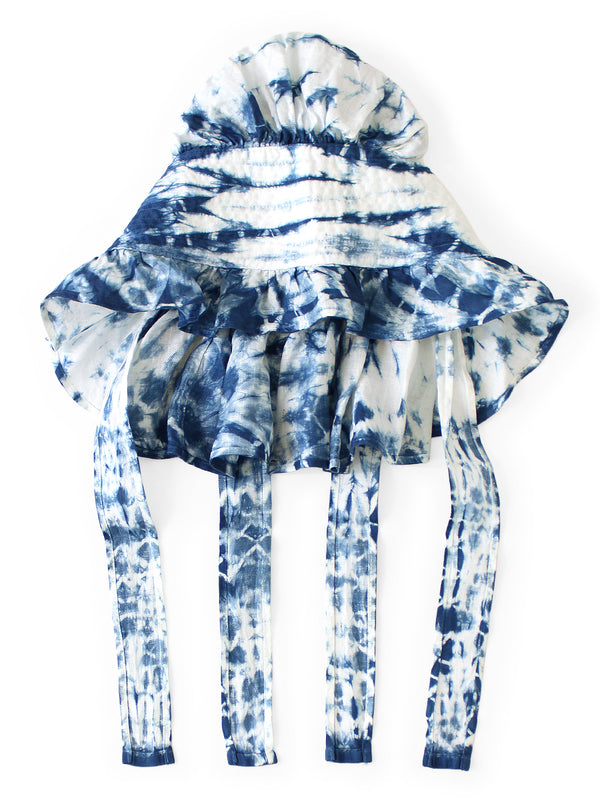 Kapital Linen Tokushima Shibori Dye FARMY Frill Hat
