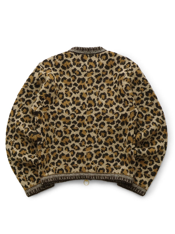 Kapital 5G Leopard Print Mohair Knit Zip Cabaret Cardigan Knit Sweater