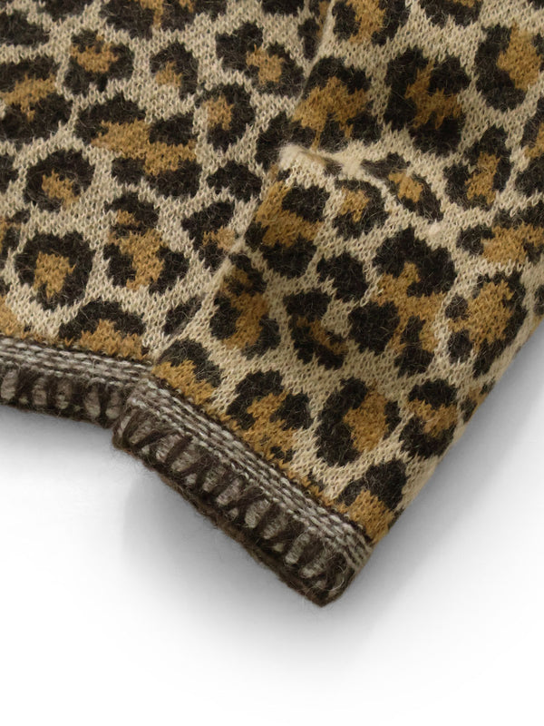 Kapital 5G Leopard Print Mohair Knit Zip Cabaret Cardigan Knit Sweater