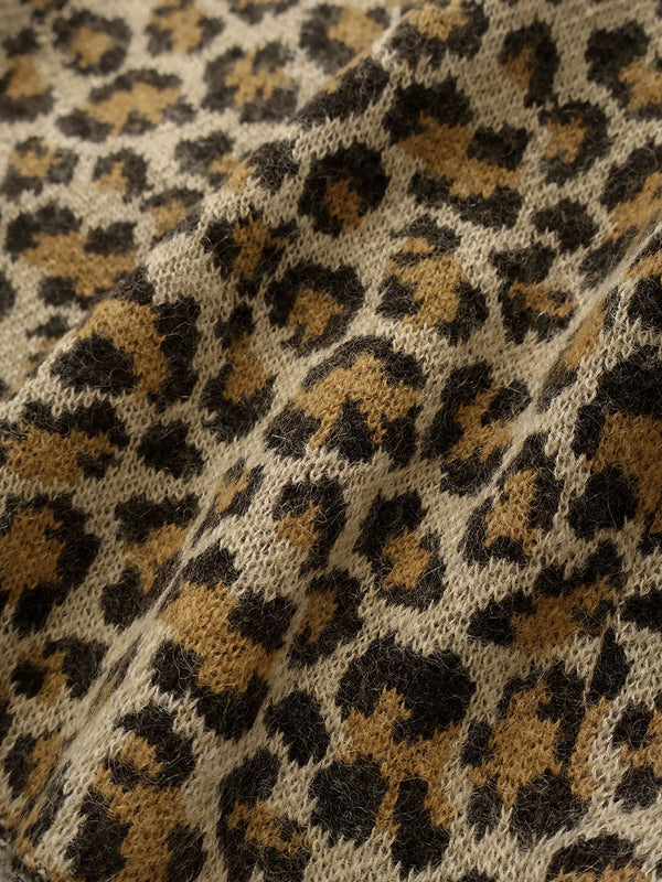 Kapital 5G Leopard Print Mohair Knit Zip Cabaret Cardigan Knit Sweater