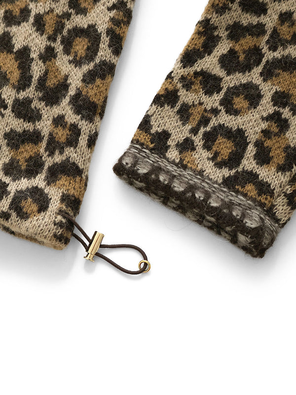 Kapital 5G Leopard Print Mohair Knit Half-Zip Anorak Jacket