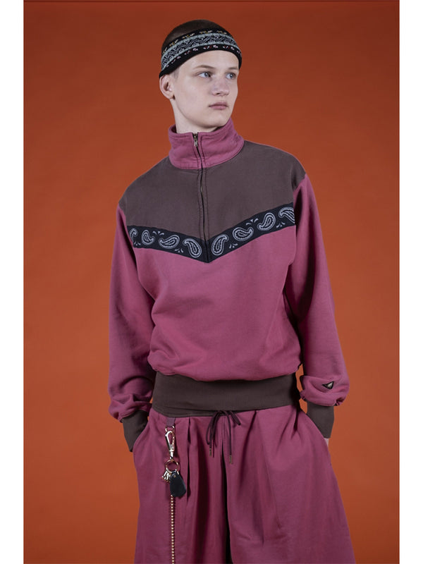 Kapital 20/10 French Terry 2-Tone Half-Zip Sweatshirt (Pecos Paisley)