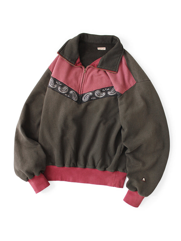 Kapital 20/10 French Terry 2-Tone Half-Zip Sweatshirt (Pecos Paisley)