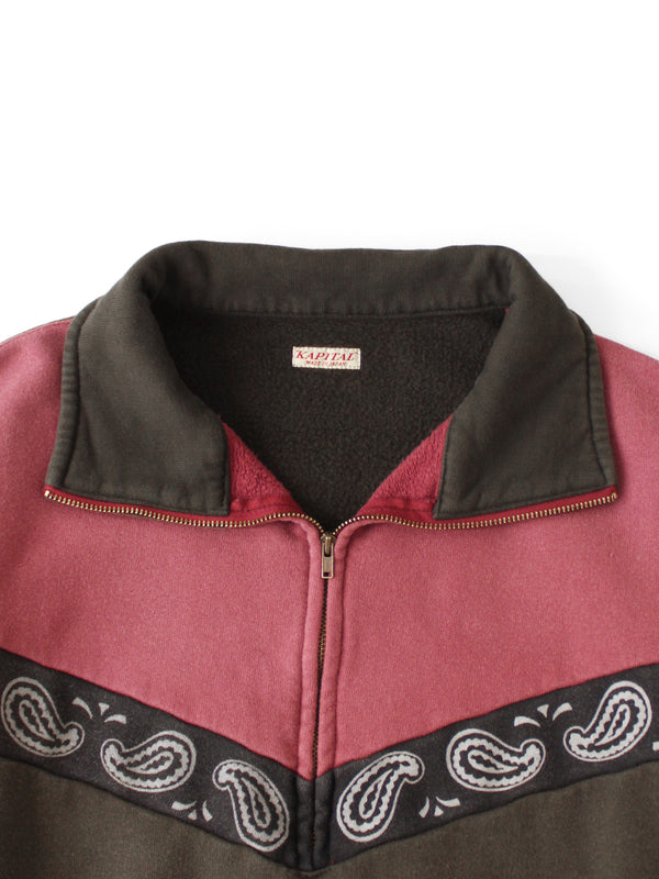 Kapital 20/10 French Terry 2-Tone Half-Zip Sweatshirt (Pecos Paisley)