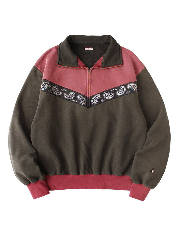 Kapital 20/10 French Terry 2-Tone Half-Zip Sweatshirt (Pecos Paisley)