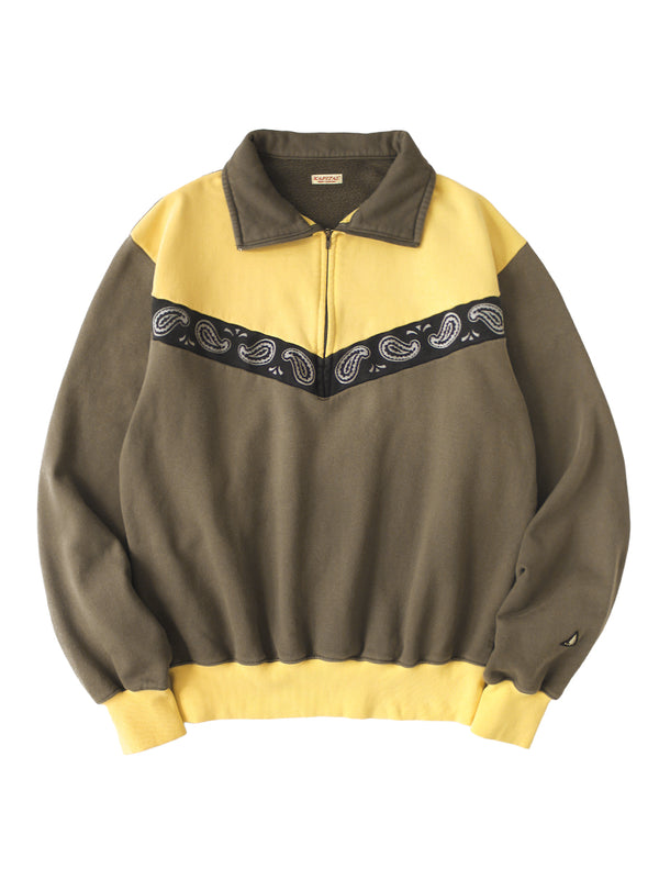 Kapital 20/10 French Terry 2-Tone Half-Zip Sweatshirt (Pecos Paisley)