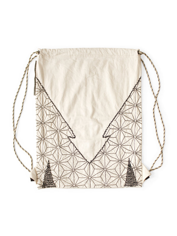 Kapital 8oz Denim Drawstring Bag (Hemp Leaf Pattern Furoshiki Embroidery)