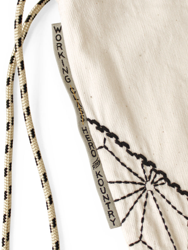 Kapital 8oz Denim Drawstring Bag (Hemp Leaf Pattern Furoshiki Embroidery)