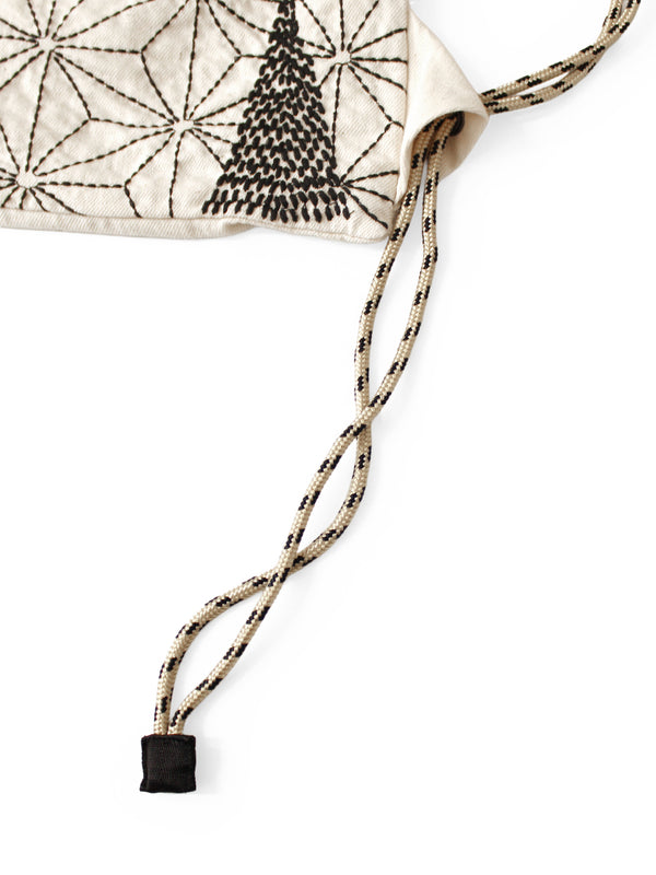 Kapital 8oz Denim Drawstring Bag (Hemp Leaf Pattern Furoshiki Embroidery)
