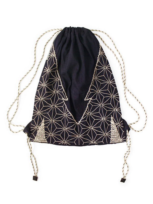 Kapital 8oz Denim Drawstring Bag (Hemp Leaf Pattern Furoshiki Embroidery)