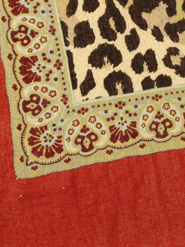 Kapital Rayon Fringe Square Stole (Kathmandu Leopard Print) Scarf