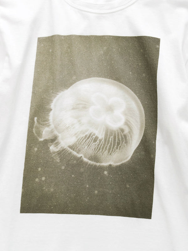 Kapital 20/- Jersey Crew Neck Long Sleeve T-Shirt (Monochrome JELLYFISH print)
