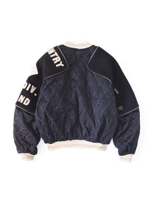 Kapital Rayon Satin Quilted Sham Bomber Jacket (Pearl Flag)