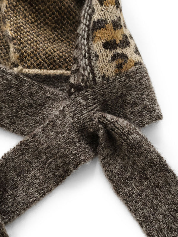 Kapital 5G Leopard Print Mohair Knit Babushka Hat