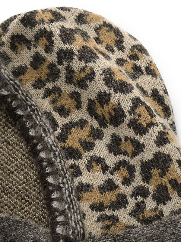 Kapital 5G Leopard Print Mohair Knit Babushka Hat