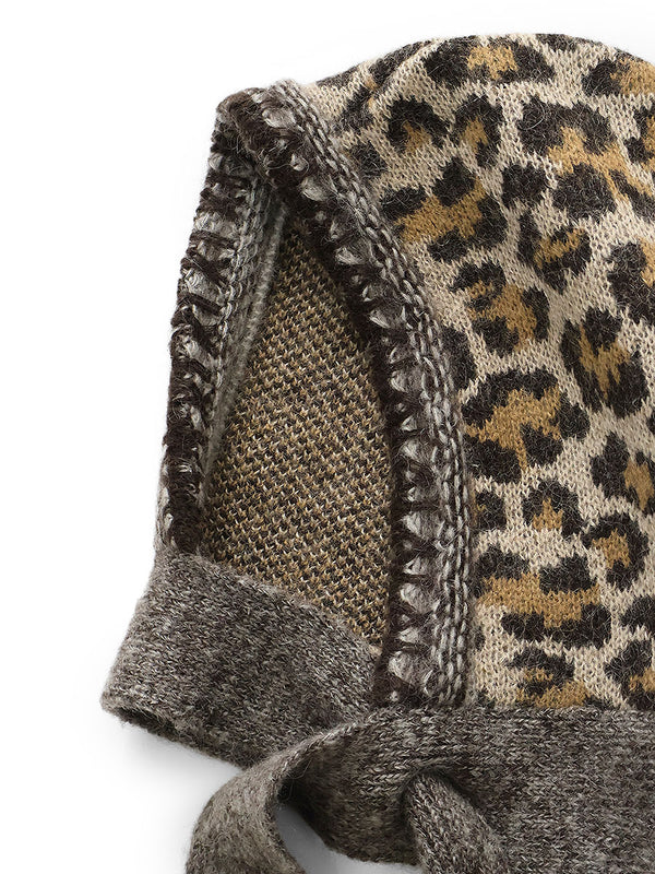 Kapital 5G Leopard Print Mohair Knit Babushka Hat