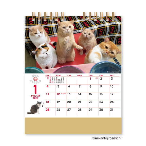 2026 Desk Calendar – “Mikan and Jiro’s Home” Cats Series