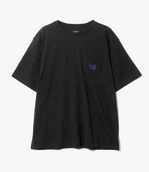Needles 25ss "S/S Papillon Emb. Pocket Tee - Cotton Jersey" Black - Black