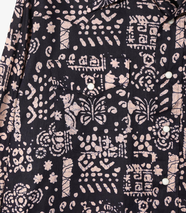 Needles PT. C. Lawn Batik B-Navy Batik Print Western Shirt