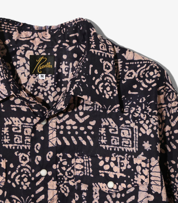 Needles PT. C. Lawn Batik B-Navy Batik Print Western Shirt