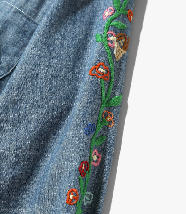 Needles ONE-UP COTTON CHAMBRAY INDIA EMB. 24ss SHIRT