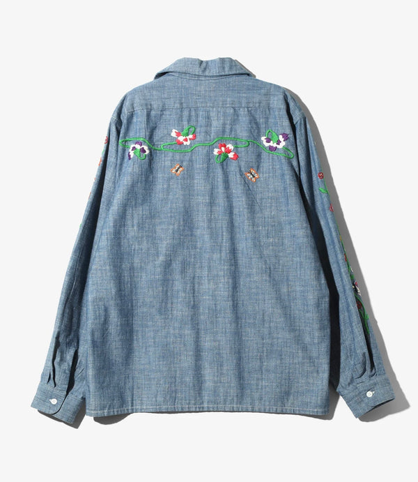 Needles ONE-UP COTTON CHAMBRAY INDIA EMB. 24ss SHIRT