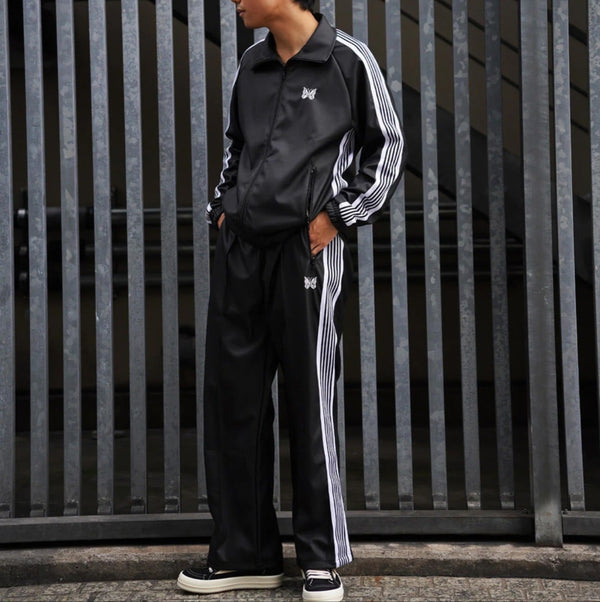 NEEDLES LHP  SYNTHETIC LEATHER Black TRACK PANT