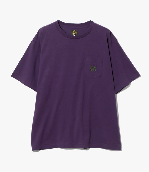 Needles/Needles S/S PAPILLON EMB. POCKET TEE - COTTON JERSEY - purple