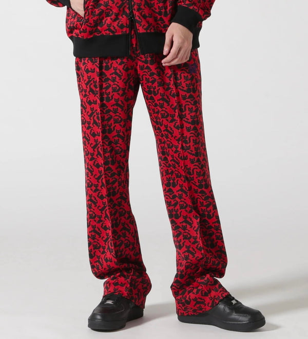 Needles Poly Jacquard 24AW Red Polyester Track Pants
