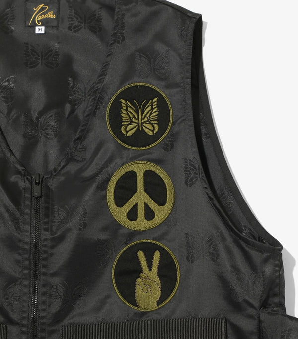 NEEDLES RADIO PAPILLON JACQUARD SATEEN Black Vest