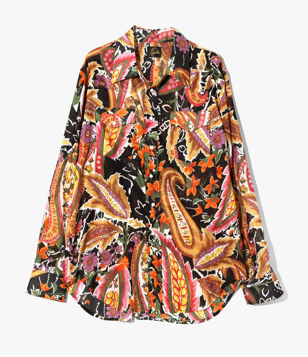 NEEDLES/WESTERN SHIRT - PRINTED COTTON LAWN/FLORAL Western Shirt - BLACK