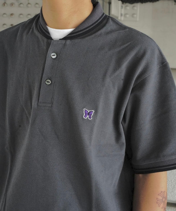 Needles × BEAVER Exclusive Shawl Collar Polo Shirt Charcoal