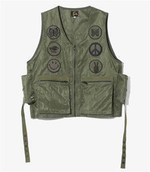 NEEDLES/RADIO VEST - PAPILLON JACQUARD SATEEN Vest - OLIVE